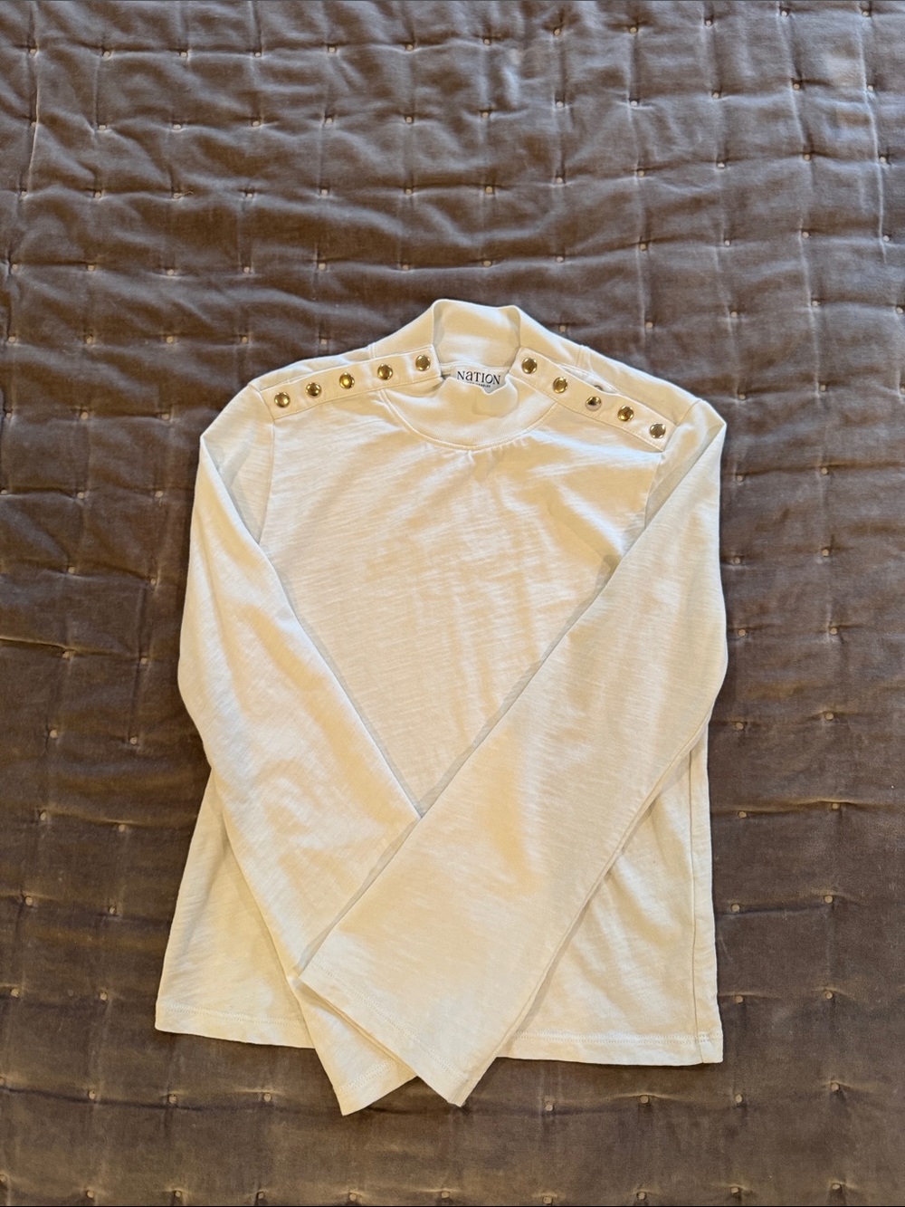 Nation LTD Cream Long Sleeve Top with Shoulder Grommets